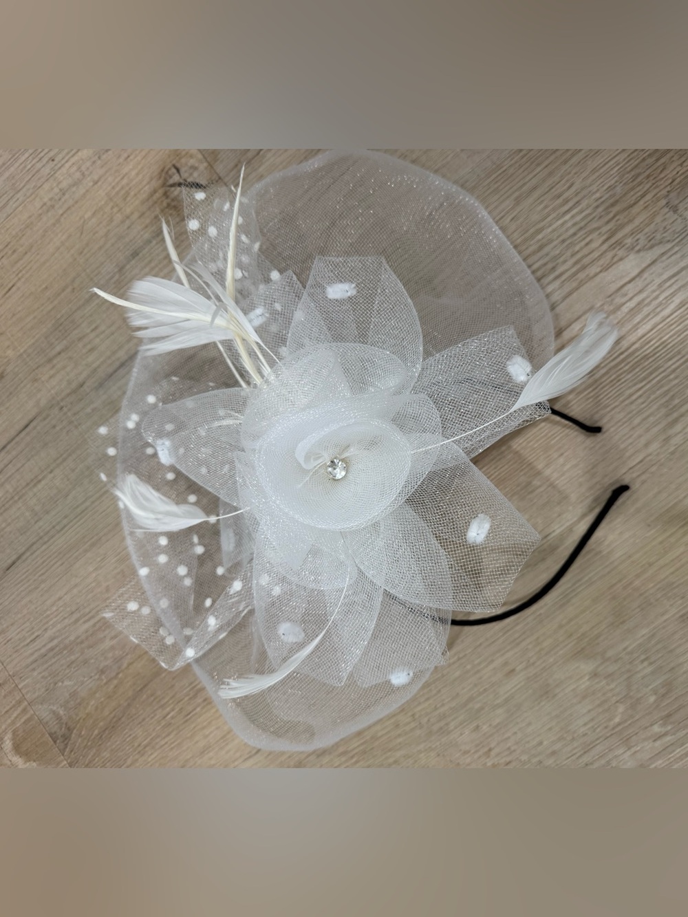 White Floral Mesh Fascinator Headband